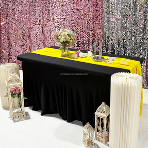 Annielu Giá Rẻ Màu Đen Khác Nhau Màu Sắc Chống Nhăn Ruffles Đàn Hồi Bìa 4ft 6ft 8ft Vòng Hình Chữ Nhật Bảng Váy - Product Image 1