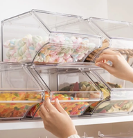 Boîte de présentation empilable en acrylique à couvercle rabattable, boîte de rangement transparente pour aliments secs pour magasin, garde-manger, vente au détail, OEM