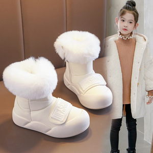 Bottes de neige en cuir à hauteur de cheville pour enfants, bottes de neige en fourrure pour filles, bottes de neige imperméables pour enfants, bottes de neige de marque pour enfants - Product Image 3