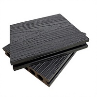 Schwarze Co-Extrusions-WPC-Terrassendielen Moderne Ipe-Dielen mit Dicker Schutzschicht 6 Löcher 3D-Holzmaserung Rutschfest Ineinandergreifend Umweltfreundlich