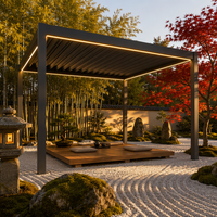 Pergola bioclimatique motorisée en aluminium avec revêtement en poudre imperméable, toit motorisé pour balcon, jardin, auvent, gazebo