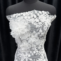 GCW-2410010-7 Applique en dentelle 3D à fleurs, perles et paillettes pour robes de mariée
