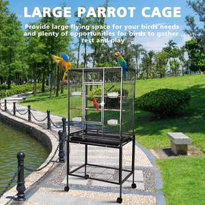 53-inch kandang burung dengan Rolling berdiri & rak penyimpanan, besar besi tempa burung beo kandang untuk Cockatiel, Conure, Lovebird, Parkit - Product Image 6