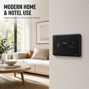 Interrupteur mural noir standard australien 10A 6 prises 1-5 gang avec interrupteur d'éclairage et prise USB Type C AU - Product Image 5
