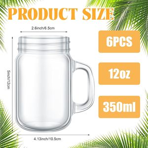 Copos de Vidro Rústicos Aikeyi com Alças, Sem Tampa, Camada Única, 340ml, para Coquetéis, Uso em Cozinha e Bar - Product Image 3
