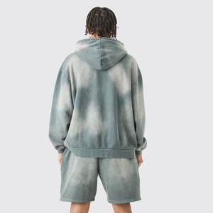 Streetwear Sweat à capuche à fermeture éclair pour hommes 480 GSM Fleece Sun Faded Custom Logo Vintage Washed Pullover for Winter Embroidered 2025 - Product Image 3