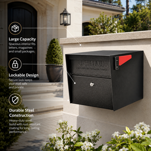 USA <strong>Wall</strong> Mounted Steel Mailbox American Weatherproof Large Capacity <strong>Post</strong> <strong>Box</strong> - Product Image 2