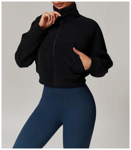 Chaqueta de gimnasio a prueba de viento con cuello levantado a la moda para mujer, abrigo de Yoga informal con cremallera y bolsillo grueso para mujer - Product Image 6
