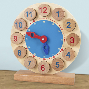 Reloj de aprendizaje de madera para niños al por mayor, material didáctico para reconocer relojes y modelos cognitivos de tiempo, juguetes educativos digitales para niños - Product Image 5