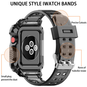 Housse de protection pour pare-chocs avec <span class=keywords><strong>bracelet</strong></span> pour <span class=keywords><strong>Apple</strong></span> <span class=keywords><strong>Watch</strong></span> Series 9 8 7 6 5 Band <span class=keywords><strong>Transparent</strong></span> Sport <span class=keywords><strong>Bracelet</strong></span> en silicone - Product Image 2