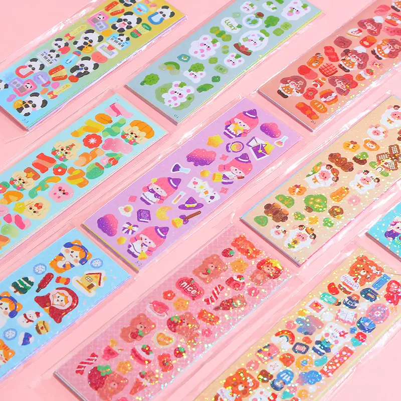 Customized Cute Stickers Paper Puffy Cartoon Vinyl Sticker Sheets Cartoon Decorative Self Adhesive Stickers