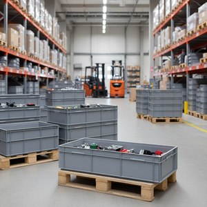 Etap KN 1322 Heavy Duty Durable Stackable Solid Industrial <b>Storage</b> <b>Crate</b> Virgin Plastic Euronorm Material Logistics Use New - Product Image 3