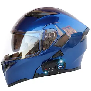 Mới nhất phong cách cao cấp chất lượng off-road Moto Racing đầy đủ Mặt Thông Minh xe máy Mũ bảo hiểm với màu xanh răng intercom được xây dựng trong
