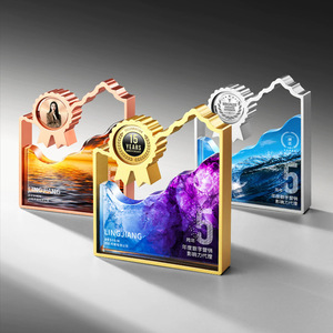 Custom Metal <b>Trophy</b> Crystal Laser <b>Engraved</b> Award Medal For Annual Meeting Outstanding Employee Gift - Product Image 2