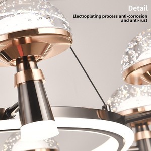 Lustre nordique de luxe pour salle à manger/salon, en <span class=keywords><strong>fer</strong></span> <span class=keywords><strong>forgé</strong></span> et aluminium, LED blanc chaud, protection des yeux, type <span class=keywords><strong>suspension</strong></span>, <span class=keywords><strong>noir</strong></span>/or - Product Image 5