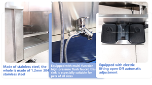 EUR PET Salon Shop Baignoire de toilettage portable en acier inoxydable pour animaux de compagnie, lavabo de bain pour chiens - Product Image 3