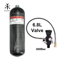 Bouteille d'air de plongée TUXING haute pression 6,8 L 4500 psi 300 bar 30 MPa en fibre de carbone composite enveloppée avec valve de remplissage