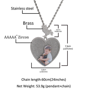 UWIN 2026 Nuovo Arrivo Ciondolo a Cuore con Zirconi Cubici (CZ) Completamente Tempestato, con Portafoto e Vassoio per Immagini Commemorative - Product Image 4