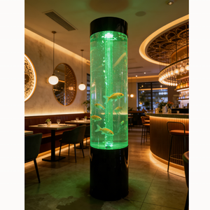 Op maat gemaakte, geëxtrudeerde oceanariumscène van dik, duurzaam acryl, grote ronde cilindrische <span class=keywords><strong>aquarium</strong></span> met snijservice - Product Image 2