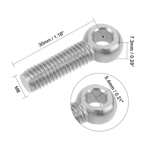 Boulons à œil en acier inoxydable 304 DIN444 standard M5 M6 M8 M10 avec trou/anneaux, goujons articulés, vis <span class=keywords><strong>d</strong></span>'<span class=keywords><strong>ancrage</strong></span>, longueur 20 mm, 25 mm - Product Image 1