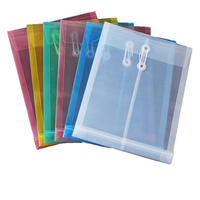 Carpeta de sobres de plástico transparente de tamaño A4 personalizada, portadocumentos de PP, cadena de botones, bolsa protectora de hojas con logotipo personalizado