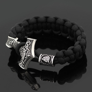 Bracciale Vichingo Mitologia Norrena Catena Multistrato Martello <span class=keywords><strong>Thor</strong></span> Testa Lupo Ciondolo Uomo Gioielli Ingrosso Fornitore - Product Image 4