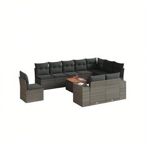 Ensemble de canapés de jardin gris en rotin, mobilier d'extérieur résistant aux intempéries, design contemporain, capacité de 10+ places - Product Image 1