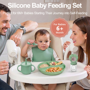 <span class=keywords><strong>Ensemble</strong></span> d'alimentation en silicone pour bébé, animal imprimé de dessins animés, <span class=keywords><strong>ensemble</strong></span> de couverts en silicone pour bébé, allaitement led, sevrage, bavoirs pour bébé de <span class=keywords><strong>luxe</strong></span> personnalisés - Product Image 2