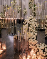 Vente en gros, chandelier 9 bougies en verre pour événement, candélabres en cristal hauts, décoration de table de mariage