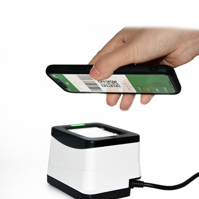Desktop USB/RS232 QR Code Wire Barcode Scanner Payment Box 2d CMOS Scan Mobile Code for Supermarket HS-2001D