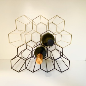 Wine Rack Storage OEM Wholesaler 550-10B Nordic Style Wrought Iron Black 7 Bottles Metal Wine Rack Storage Holder Free Standing