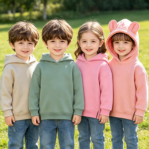 Orsetto orecchie per bambini vestiti invernali per bambini ragazzi ragazze felpa con cappuccio Top in pile cappotto caldo Pullover in cotone felpa per bambini - Product Image 1