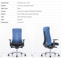 Accoudoirs réglables Chaise de bureau en maille à dossier haut rotative mobile moderne Chaise de bureau confortable de haute qualité Mobilier de bureau