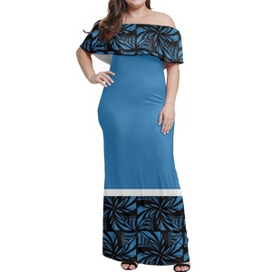 Vestidos de talla grande para mujer, diseño de <span class=keywords><strong>arte</strong></span> Tribal polinesiano, Samoan y Fiyi, Floral, con volantes y hombros descubiertos, vestido de fiesta informal - Product Image 3