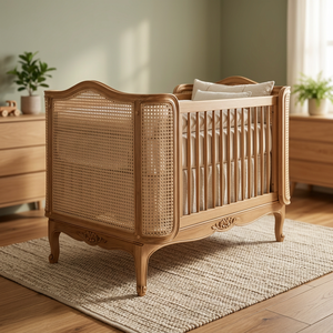 Cuna de bebé de lujo hecha a mano, cuna de mimbre estilo boho, cama de bebé de mimbre natural, cuna de mimbre estilo boho para habitación infantil. - Product Image 2