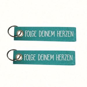 Promotional Cheap Customized Felt Key Holders Doule Side Embroidery Logo Printed Wool Felt Keychains Keyrings - Product Image 3