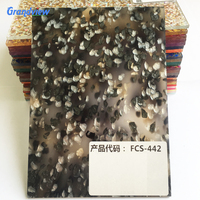 Feuilles fantaisie en acrylique-celluloid de couleur bleue avec paillettes, comme matériau de décoration