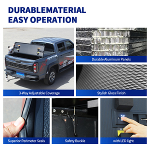 Benext <strong>Aluminum</strong> Alloy Tri Fold <strong>Tonneau</strong> <strong>Cover</strong> for Dmax Amarok Triton Navara D22 D40 Pickup Hard Folding Bed <strong>Cover</strong> - Product Image 5