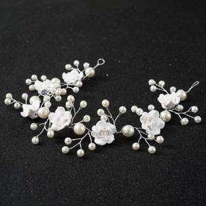 Accessoires de mariage pour mariée européenne, américaine et coréenne, fleur de rose en <span class=keywords><strong>argile</strong></span> polymère, perle faite à la main, chaîne flexible, bandeau pour cheveux - Product Image 3