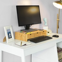 Support de moniteur de bureau d'ordinateur de bureau à domicile en bois moderne avec 3 tiroirs