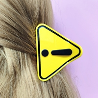Qianji kustom 3D tanda peringatan kreatif penjepit cakar rambut desain segitiga aksesoris rambut untuk wanita anak perempuan