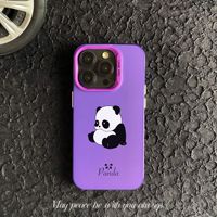Coque de téléphone portable argent Panda mignon pour iPhone 16 Plus 15 Pro Max 14 13 12 11 IMD Transparent antichoc arrière Cove