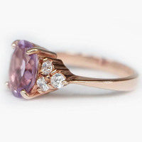 Bague en argent sterling 925 avec halo de quartz lavande, coupe ovale classique et attrayante
