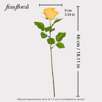 Dankdag 46cm Gele Handgemaakte Wabi-Sabi Hoogrealistische Kunstzijde Enkelroos Bloemstuk voor Thuisvaas Tafeldecoratie