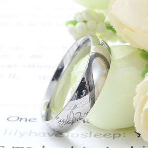 Titanium Steel Heart Shaped <b>Couple</b> <b>Rings</b> Unisex Wedding Jewelry 23006 - Product Image 2