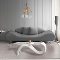 Ensemble de canapés en cuir courbé de luxe avec table basse à ruban, mobilier de salon moderne et organique, canapé design