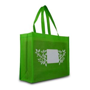 Custom <b>Printed</b> Tote Bag Green Color Promotional Giveaway Bag with Reinforced Handles Non-woven Fabric Bags - Product Image 2