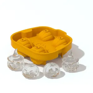 3D Halloween Kinh Dị Sọ Bí Ngô Silicone Khuôn Ice Cube Khay Có Nắp