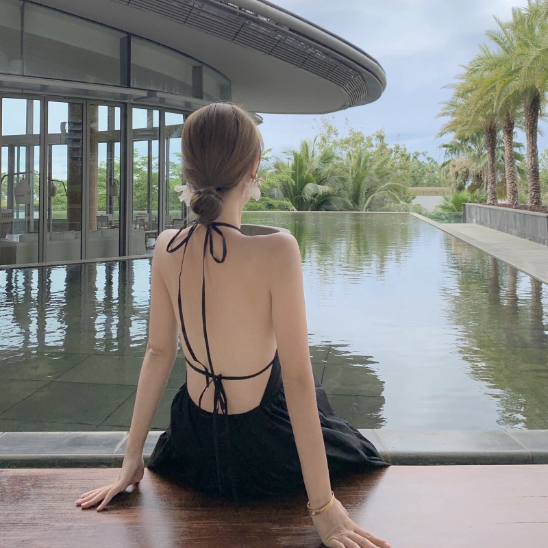 Y220288 Women Clothing Ladies long Halter Beach Skirt Halter Holiday Sling Cake Dress Summer casual women Dresses