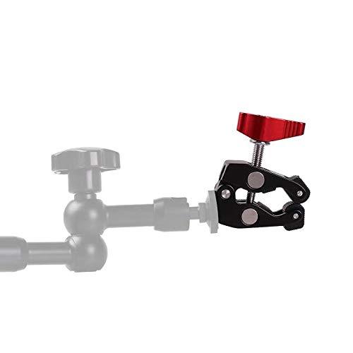 Super Clamp With Red Knob Crab Claw Magic Arm Clamp with 1/4" and 3/8" Thread Hole for DSLR Camcorder Monitor Video Light